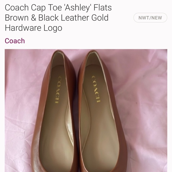 Coach Cap Toe \'Ashley\' Flats Brown & Black Leather Gold